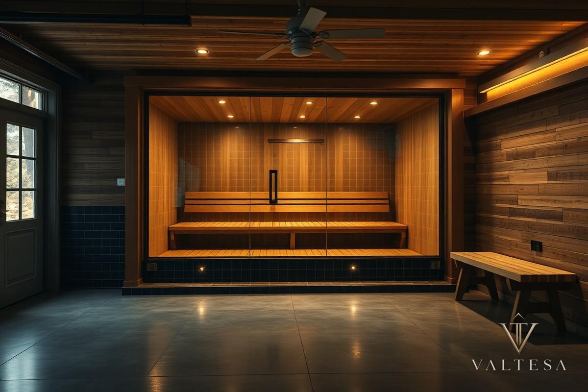 Traditional Sauna — Four-Person Built-In — Two-Car Garage